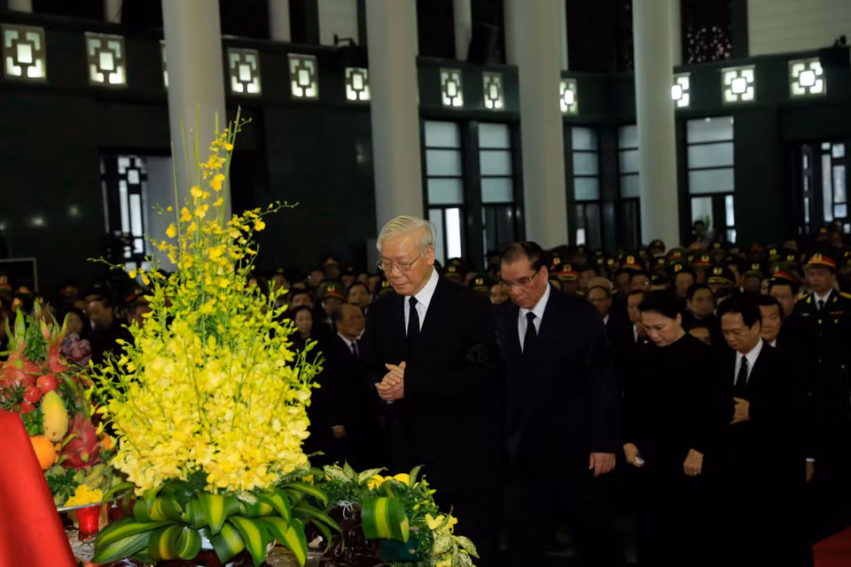 越南国家主席陈大光追悼会在河内举行。图自越通社