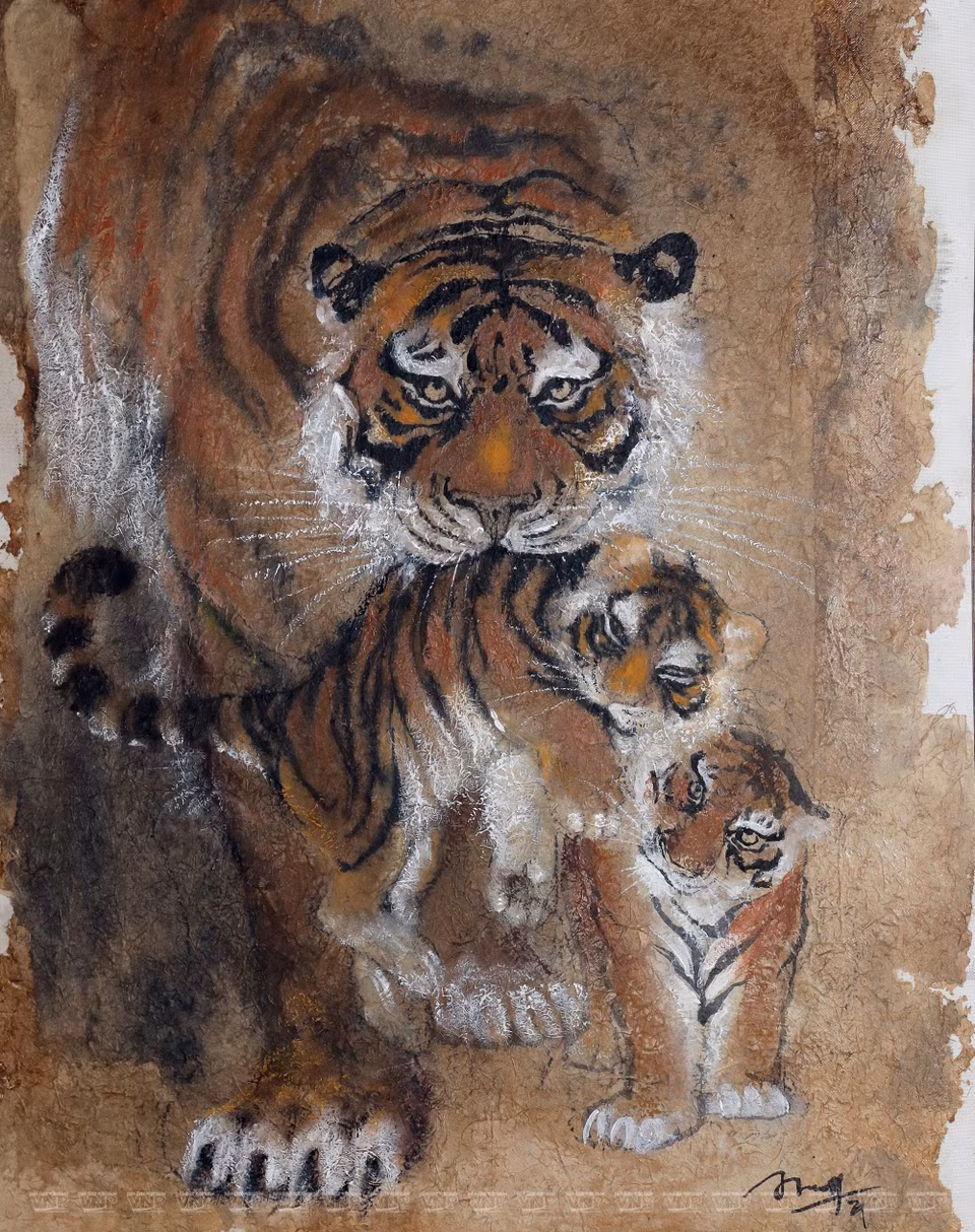 画家阮端宁的虎画。图自越南画报