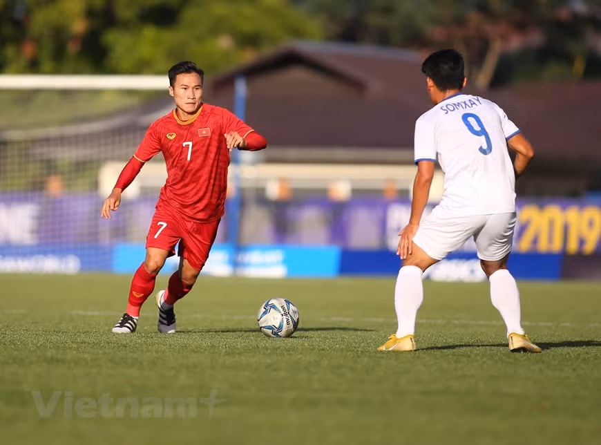 上半场，越南队以2-0领先。图自Vietnamplus