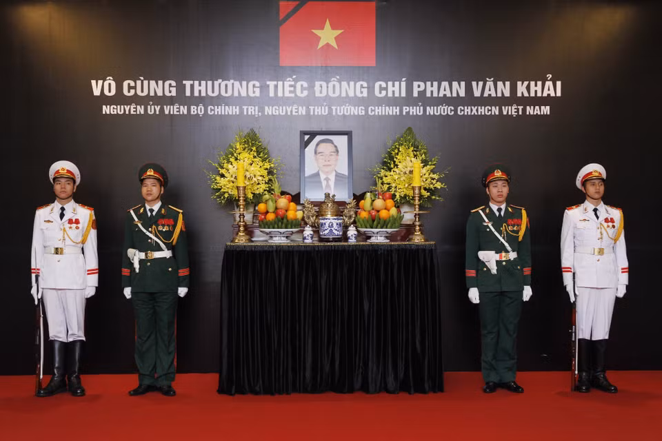 越南原政府总理潘文凯吊唁仪式3月20日在河内国际会议中心举行。（图片来源：越通社）