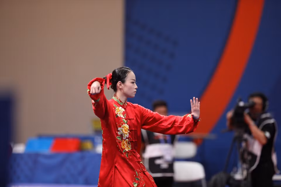 陈氏明玄在女子太极拳比赛中以9.53分夺得铜牌。越通社记者 黄玲 摄