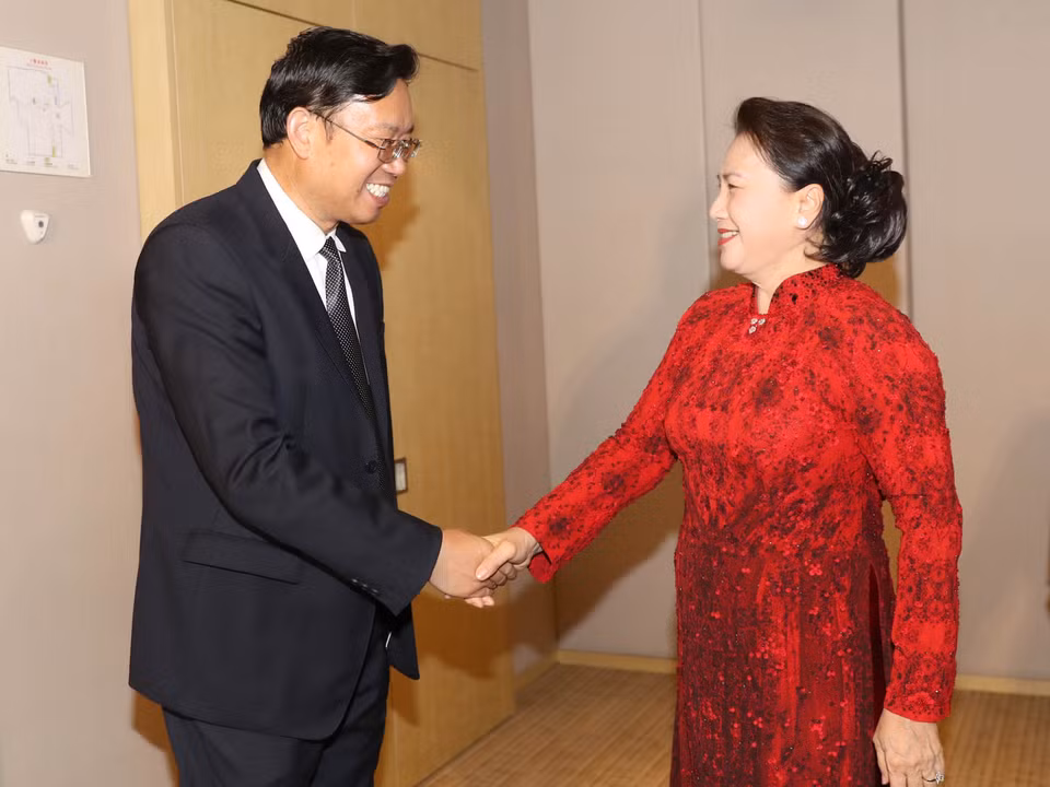 越南国会主席阮氏金银会见中国天楹集团领导。越通社记者 仲德 摄