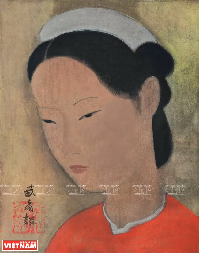 武高谭的《少女肖像》绢画（1933年）。图自越通社