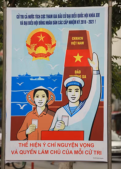 河内市中心的一个投票处。（图片来源：人民报）