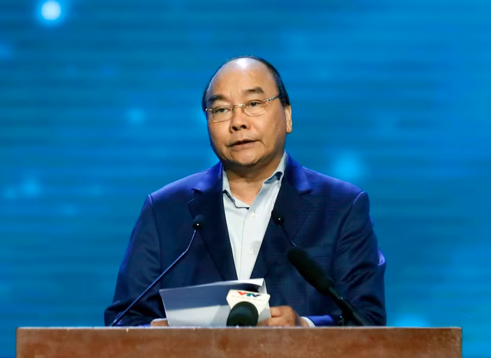 阮春福在活动上发表讲话。图自越通社