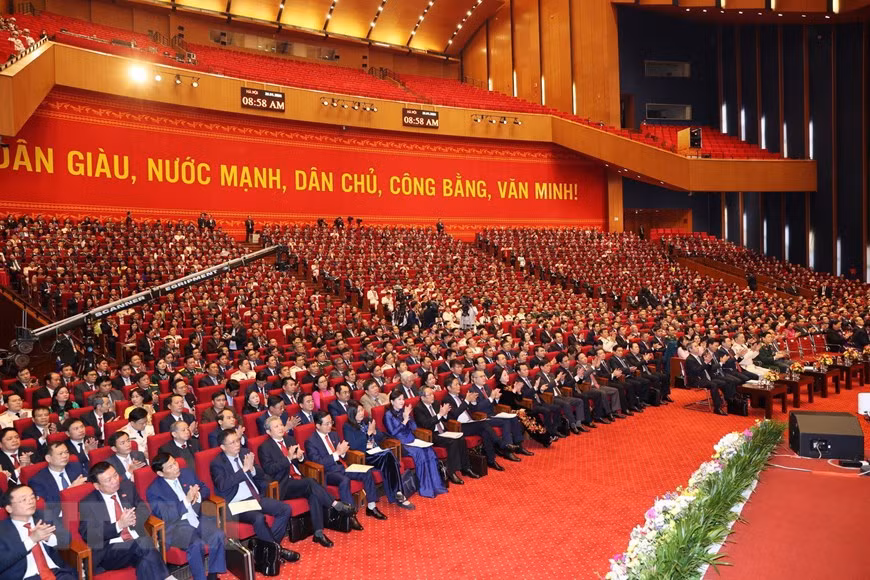 出席越南共产党第十三次全国代表大会筹备会的代表。图自越通社