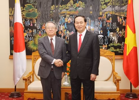 越南公安部部长陈大光大将15日下午在河内会见了日本国家警察副司令Sakaguchi Masayoshi一行。（图片来源：人民公安报）