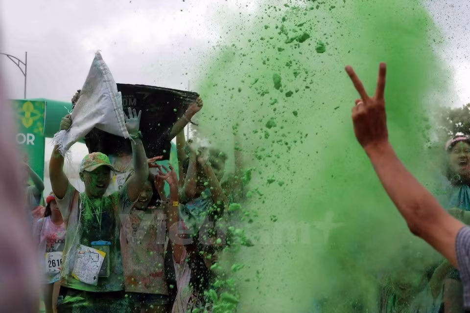 6月25日在岘港市举行的“彩色跑——Color Me Run”活动。 （图片来源：越通社）