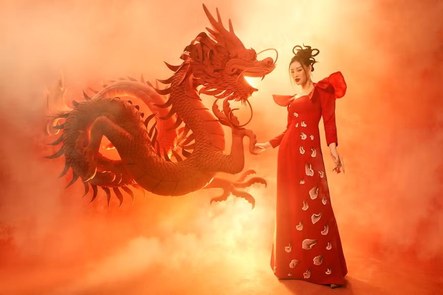 越南环球小姐庆云充满东方玄秘色彩的照片集。图自越通社/Vietnam+
