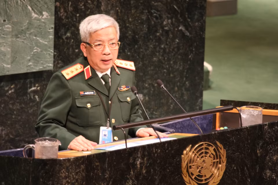 2019年3月29日，越南国防部副部长阮志咏上将出席联合国维持和平国防部长会议并发表讲话。越通社记者 友青 摄