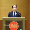 司法部长黄清松发表讲话。图自越通社