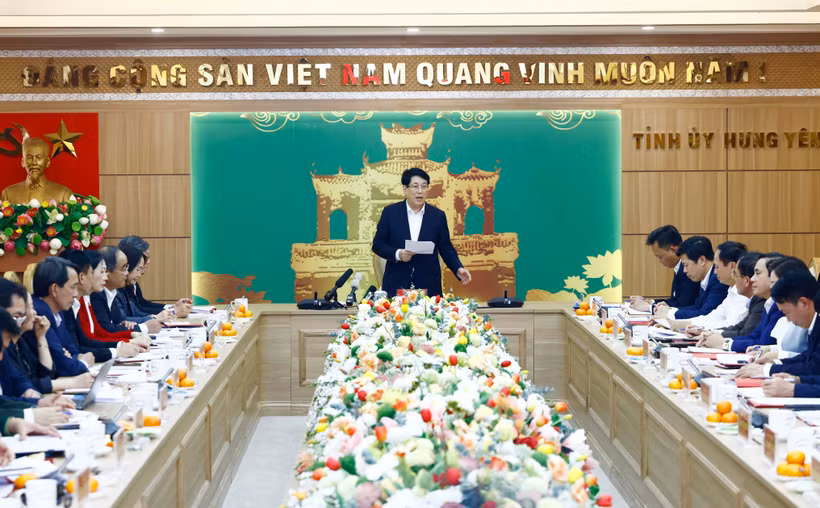 国家主席梁强发表讲话。图自越通社