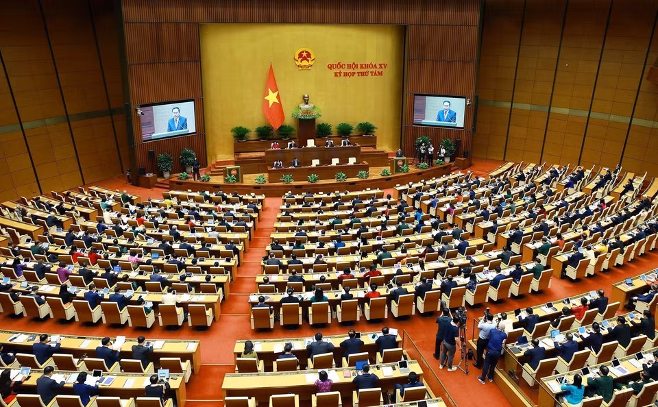 2024年10月21日上午，第十五届国会第八次会议在河内国会大厦隆重开幕。图自 越通社