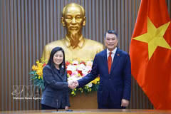 越南政府总理黎明兴会见美国驻越大使詹妮弗·维克斯。图自越通社