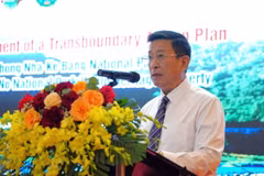 广治省风芽格邦国家公园经理范宏泰发表讲话。图自越通社