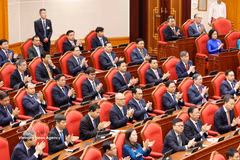 出席越南共产党第十四届中央委员会第四次全体会议的代表。图自越通社