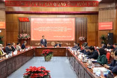 工作会谈场景。图自越通社