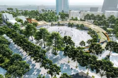 还剑湖及周边区域空间景观改造整治与空间重建项目完工后的效果图。（河内建设局）