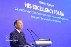 越共中央总书记、国家主席苏林在第21届香格里拉对话会上发表的主旨演讲。图自越通社
