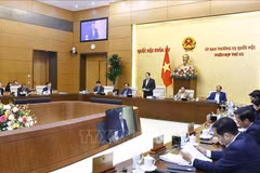 3月14日，越南国会主席陈青敏在国会常务委员会第43次会议上发表讲话。图自越通社