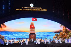 庆和海洋节开幕式上的文艺演出活动。图自越通社