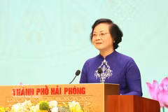 越共中央书记处书记、政府副总理、越南老年人国家委员会主席范氏青茶出席启动仪式并发表讲话。图自越通社