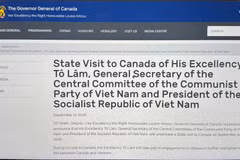 加拿大总督府日前发布公告重申，越南是加拿大在印度洋—太平洋地区的重要伙伴。屏幕截图