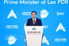 老挝政府总理宋赛·西潘敦在第三届东盟未来论坛上发表讲话。图自越通社