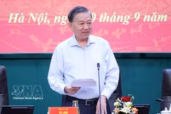 越共中央总书记、国家主席苏林在会议上发表讲话。图自越通社