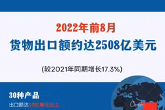 图表新闻：2022年前8月货物出口额约达2508亿美元