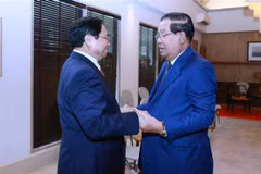 第42届东盟峰会：越南政府总理范明政会见柬埔寨首相洪森