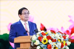 越南政府总理范明政出席纪念活动并发表讲话。图自越通社