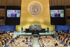 越共中央总书记、国家主席苏林在第七十九届联合国大会一般性辩论上发表讲话。图自越通社