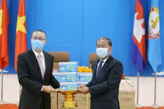  越共中央对外部向柬埔寨人民党捐赠3万只防疫口罩