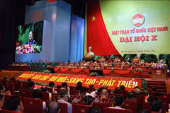 越南祖国阵线第十次全国代表大会场景。图自越通社