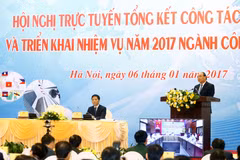 政府总理阮春福出席2017年工商部工作任务部署视频会议（图片来源：越通社）