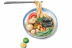 通过素描图赏河内市街头美食