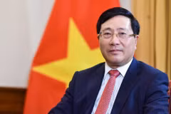 越共中央政治局委员、政府副总理、外交部部长范平明。图自越通社