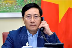 越南政府副总理兼外交部长范平明与新加坡外长维文通电话
