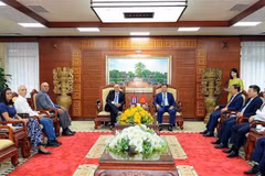 海阳省人民委员会副主席阮明雄会见古巴驻越南临时代办乔伊·普恩特斯·萨尔迪斯。图自越通社