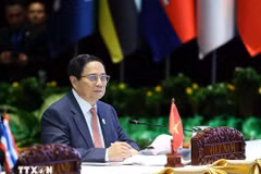 越南政府总理范明政出席第二届“亚洲净零排放共同体”（AZEC）峰会。图自越通社