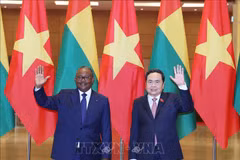 越南国会主席陈青敏会见几内亚比绍共和国总统乌马罗·西索科·恩巴洛。图自越通社