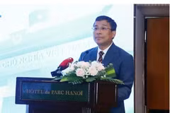 越南外交部常务副部长、国家边界委员会主任阮明宇在会上发表讲话。图自越通社