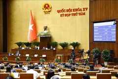 越南第十五届国会第八次会议场景。图自越通社