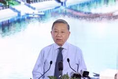 越共中央总书记、国家主席苏林出席北兴海水利系统升级、现代化改造和改善水环境项目开工仪式并发表指导讲话。图自越通社