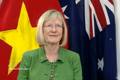 澳大利亚驻越南大使吉莉安·伯德（Gillian Bird）接受越通社记者采访。图自越通社