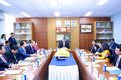 黎明兴总理与Vinamilk股份公司领导举行工作会谈。图自越通社