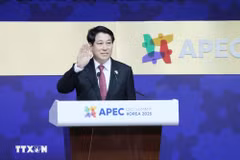 越南国家主席梁强于2025年10月30日在韩国出席亚太经合组织（APEC）工商领导人峰会。图自越通社