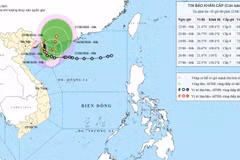 台风中心附近最大风力达到8级（62-74公里/小时），阵风10级。图：越南国家水文气象预报中心供图