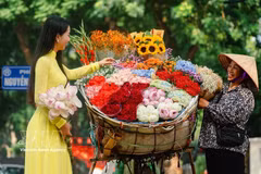 卖花的单车小贩是河内秋天一道特有的美景。图自越通社